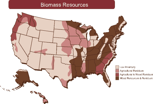 United States Biomass Resources Availability Map